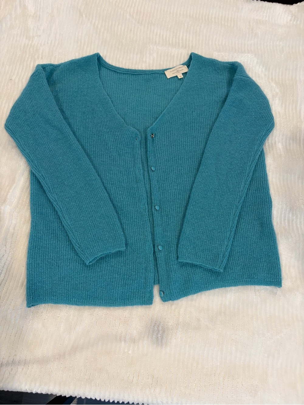 Sezane Classic Teal Button-Front Women's Cardigan Sweater